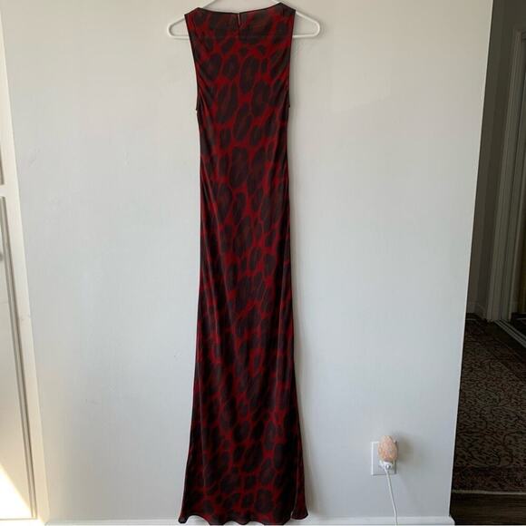 Realisation Tatjana Silk Boatneck Bias Slip Midi Maxi Dress Red Rouge Leopard - Picture 10 of 14